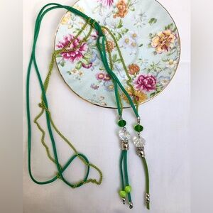 NEW Irish & Chartreuse Green Lariat Bead Necklace